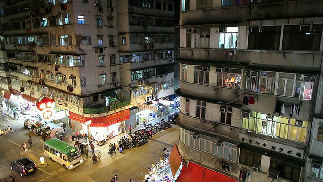 WS HA夜间交通的街景/中国香港视频素材