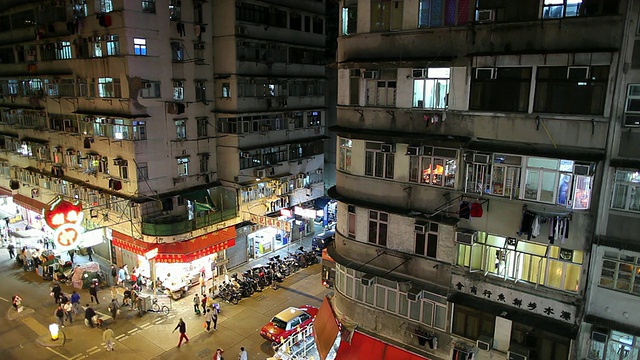 WS HA夜间交通的街景/中国香港视频素材