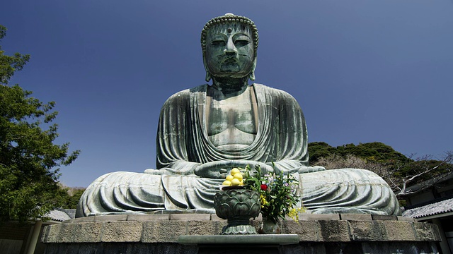 日本神奈川县镰仓琴德寺大佛观景视频素材