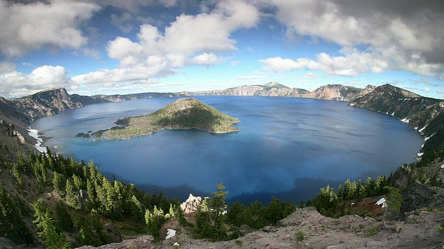 T/L, WS, HA，火山口湖，火山口湖国家公园，俄勒冈，美国视频素材