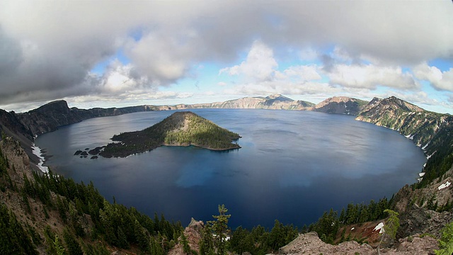 T/L, WS, HA，鱼眼，火山口湖，火山口湖国家公园，俄勒冈，美国视频素材