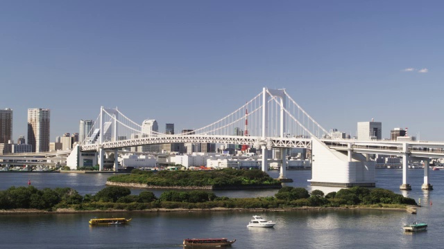 WS景观河与桥梁和建筑物的地区/东京，东京到，日本视频素材