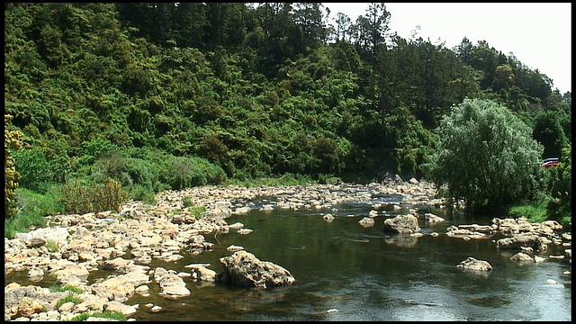 (HD1080)河流/小溪流过岩石河床视频素材