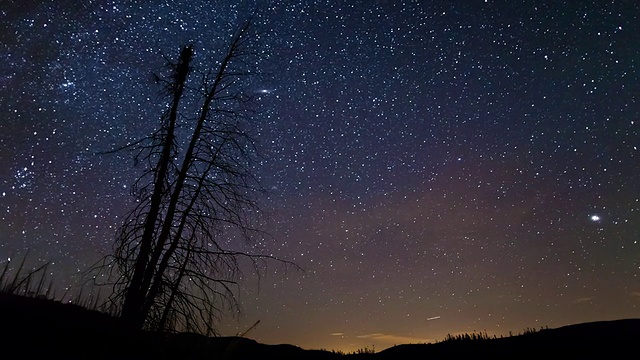 暴风雨经过大花园国家公园前的星夜/加拿大魁北克的MS T/L视图视频素材