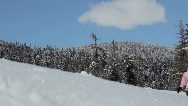 微软朋友在玩赛车游戏雪/惠斯勒，BC，加拿大视频素材