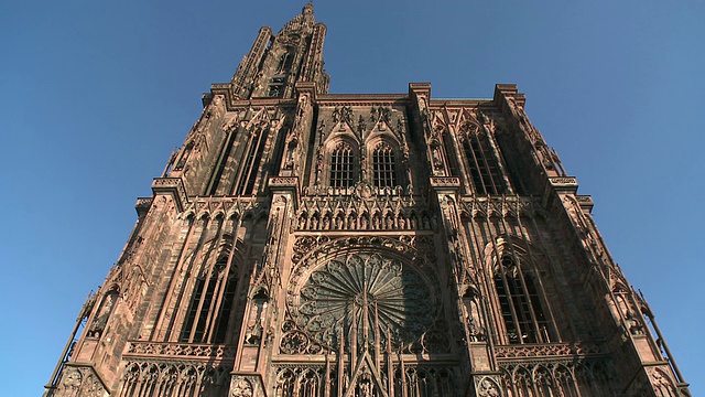 MS View of cathedral munster / Strasbourg，阿尔萨斯，法国视频素材