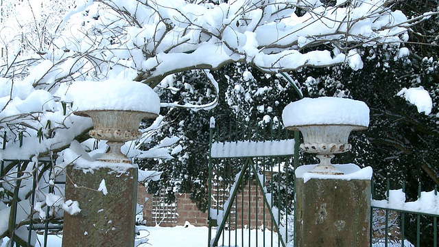 德国莱茵兰-普法尔茨堡门上厚厚的积雪视频素材