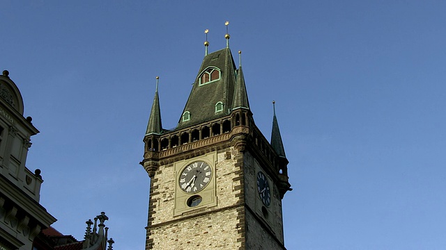 MS Clock on tyn church /布拉格，Hlavni mesto Praha，捷克共和国视频素材