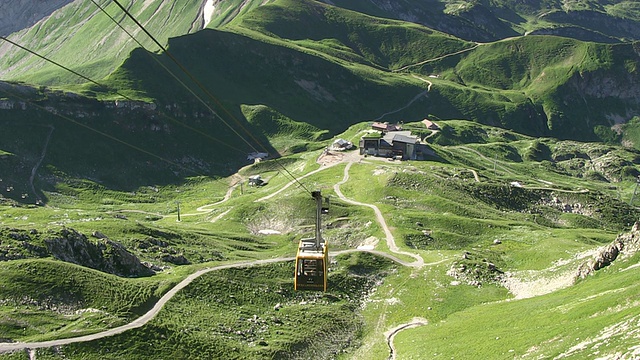 在德国巴伐利亚州，从nebelhorn到allgau alps / Oberstdorf的高空缆车视频素材