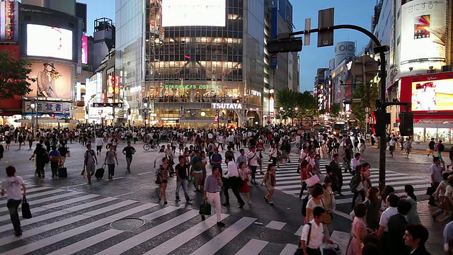 黄昏繁忙的街道十字路口/日本东京视频素材