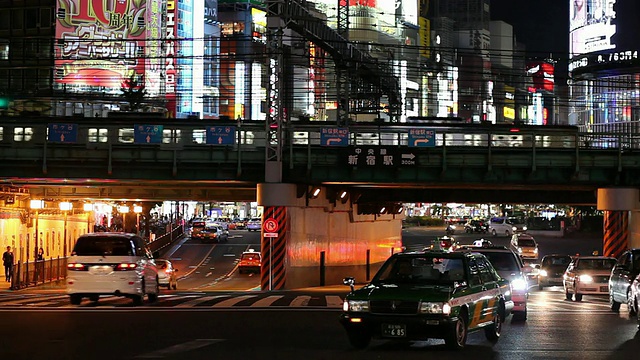 晚上繁忙的街道十字路口/日本东京视频素材