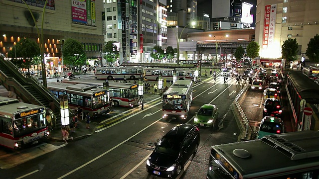 WS HA晚上繁忙的街道/日本东京视频素材