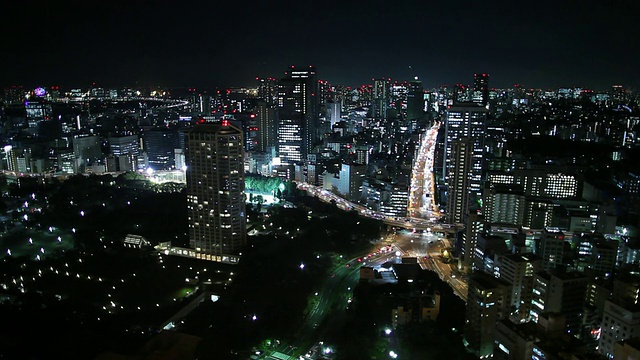 WS HA夜间城市景观/东京，日本视频素材