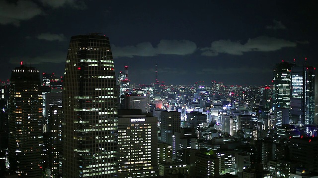 WS HA夜间城市景观/东京，日本视频素材