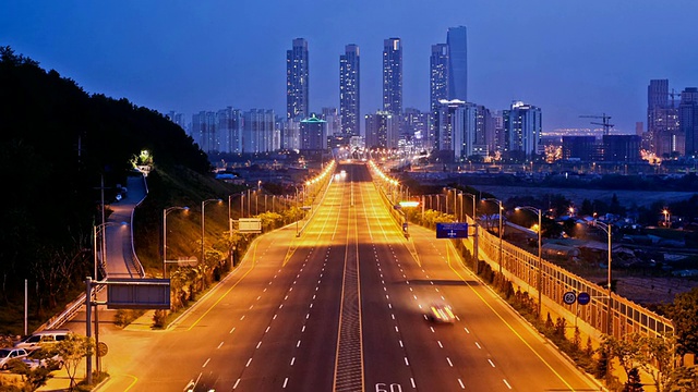 WS ZI T/L城市夜景/仁川松岛，韩国视频素材