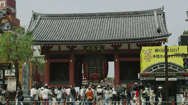 成群的当地和外国游客在寺庙门前/东京，东京，日本视频素材