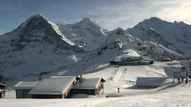 瑞士伯恩斯奥博兰mannlichen / Grindelwald的WS滑雪者视频素材