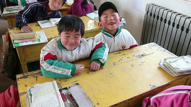 MS小学生在农村教室/宝鸡，陕西，中国视频素材