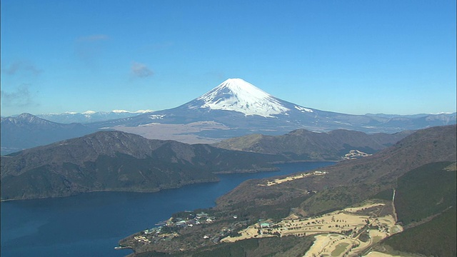 WS航拍ashino湖/ Shijuoka，日本视频下载