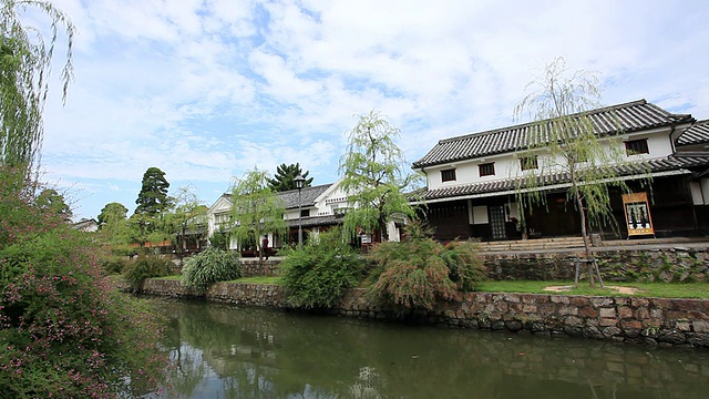 MS View of Riverside street /仓城，冈山，日本视频素材