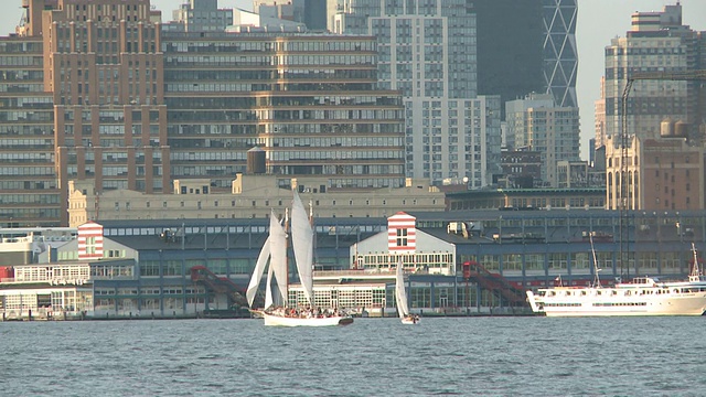 横跨哈德逊河的曼哈顿市中心/泽西城，美国新泽西州视频素材