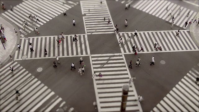 日本东京涩谷十字路口的交通和行人视频素材