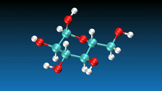 旋转葡萄糖分子的动画视频素材