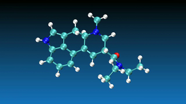 旋转LSD(麦角酸二乙基酰胺)分子的动画视频素材