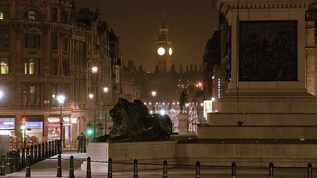 英国伦敦特拉法加广场的狮子雕像视频素材