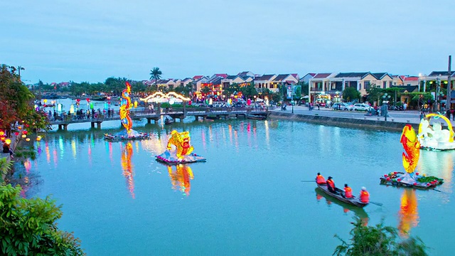 WS T/L拍摄于thu bon river moon festival /会安，广南，越南视频素材