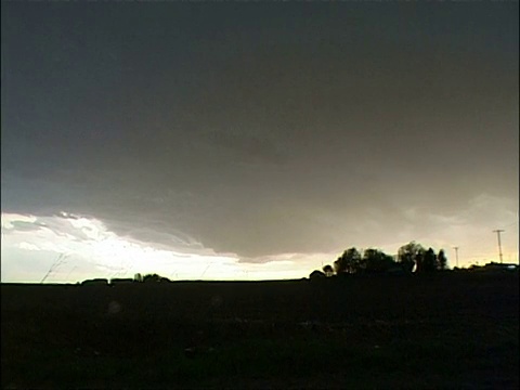 美国，闪电击中树木的轮廓，映衬着暴风雨的天空视频素材