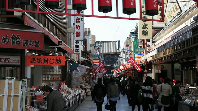 日本神奈川川崎市场上的人们视频素材