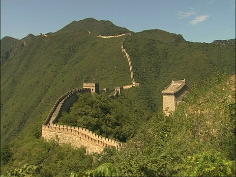 中国长城蜿蜒上山，慕田峪，中国视频素材