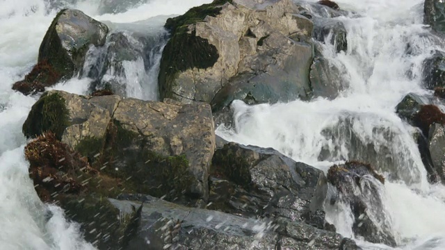 CU俯视着岩石和河流视频素材