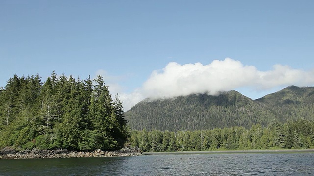 Meares岛在Clayoquot声/托菲诺，加拿大不列颠哥伦比亚省的观点视频素材