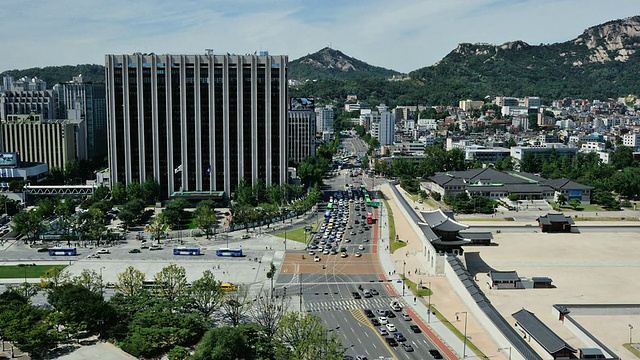 WS T/L拍摄于光华门地区(景福宫正门)/韩国首尔视频素材