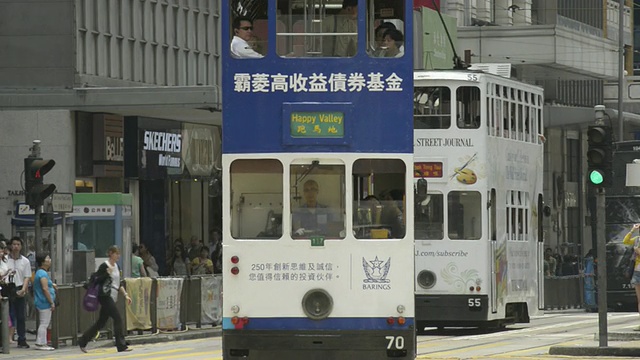 香港中环购物区有轨电车。视频素材