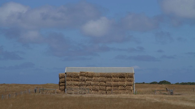 风景如画的干草堆和天空/ Port Fairy，澳大利亚维多利亚州视频素材