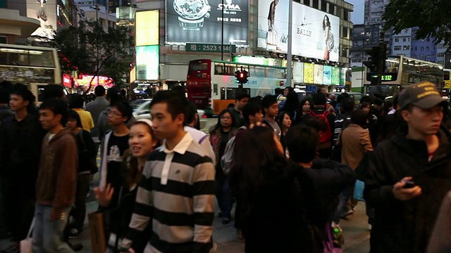 MS View of Busy street /香港，中国视频素材