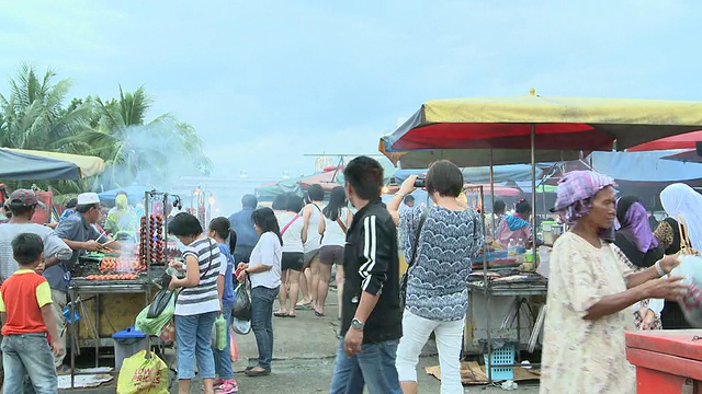 马来西亚沙巴市/L视图食品市场/市视频素材