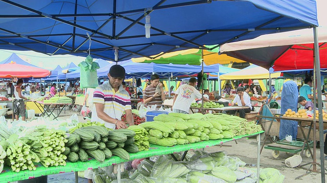 繁忙的市场/ Kota Kinabalu，沙巴州，马来西亚视频素材