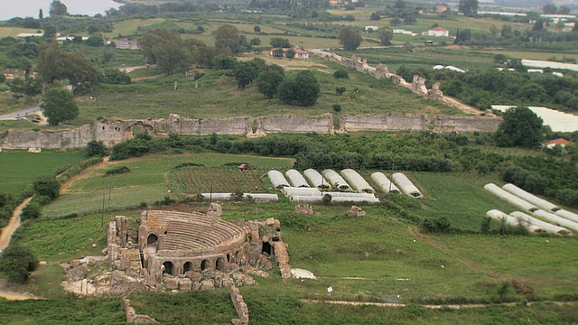 WS鸟瞰图的古城Nicopolis Actia Nicopolis /伊庇鲁斯，希腊视频素材