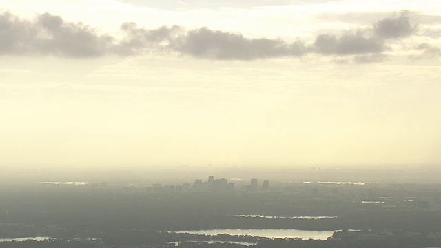 空中WS黄昏的奥兰多市/佛罗里达，美国视频素材