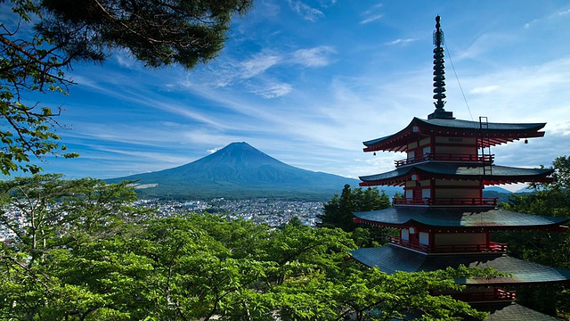 WS T/L宝塔和富士山/富士吉田，山梨县，日本视频素材