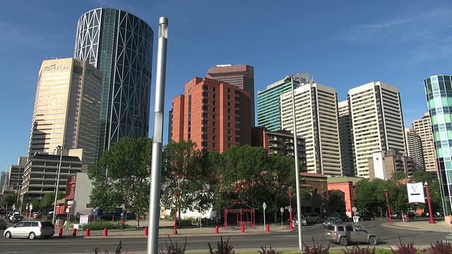 MS View of skyline /卡尔加里，阿尔伯塔，加拿大视频素材