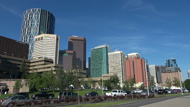 MS View of skyline /卡尔加里，阿尔伯塔，加拿大视频素材