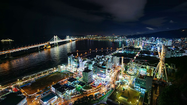 韩国釜山，Gwangandaegyo大桥和釜山夜景视频素材