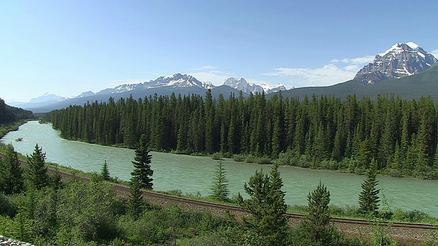 加拿大阿尔伯塔省，Morants Curve / Banff国家公园的弓河WS视图视频素材