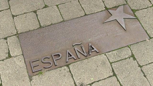 CU Sign of Spain,Musee europeen，摩泽尔谷/申根博物馆，摩泽尔市，卢森堡视频素材