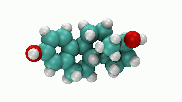 CGI显示女性激素雌二醇的三维分子模型视频素材